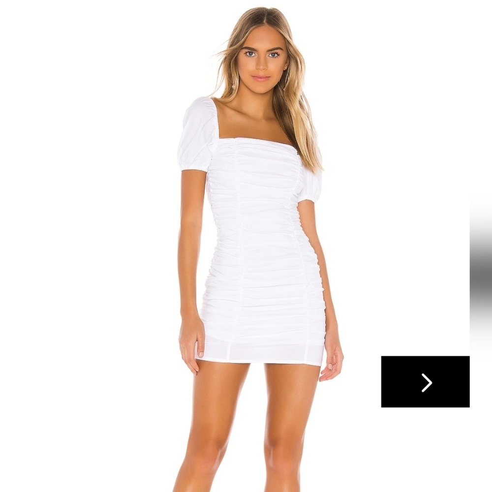 Superdown White Ruched Mini Dress